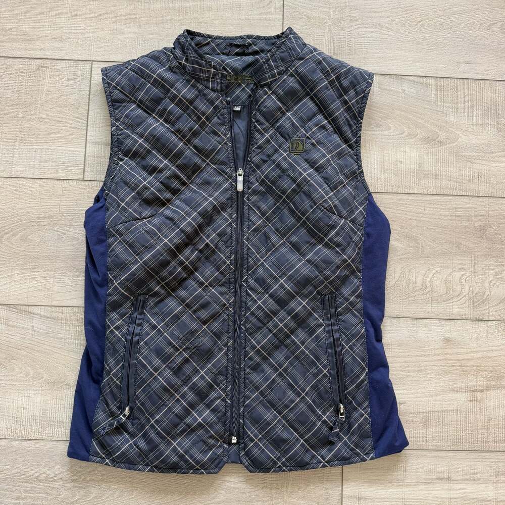 Romfh Quilted Vest M Navy Plaid Equestrian Riding
